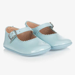 تشيلدرن كلاسيكس-حذاء أطفال بناتي جلد لون أزرق لامع لمرحلة قبل المشي | Childrensalon Outlet