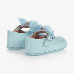 تشيلدرن كلاسيكس-حذاء أطفال بناتي جلد لون أزرق لامع لمرحلة قبل المشي | Childrensalon Outlet