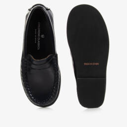 تشيلدرن كلاسيكس-حذاء لوفر جلدي أزرق داكن للأولاد | Childrensalon Outlet