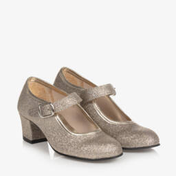 Children's Classics-Girls Sparkling Gold Party Heels | Childrensalon Outlet