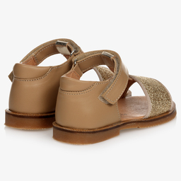 تشيلدرن كلاسيكس-صندل جلد وقماش غليتر لون ذهبي للبنات | Childrensalon Outlet