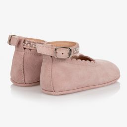 تشيلدرن كلاسيكس-حذاء شامواه لون زهري لمرحلة قبل المشي للمولودات | Childrensalon Outlet