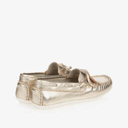 Children's Classics-Золотистые кожаные мокасины для девочек | Childrensalon Outlet