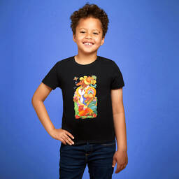 Волшебные принты от CHILDRENSALON-Black Cotton Jersey T-Shirt | Childrensalon Outlet