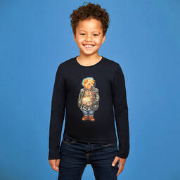 Волшебные принты от CHILDRENSALON-Boys Blue Cotton Jersey Top | Childrensalon Outlet