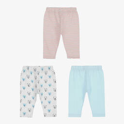 Childrensalon Essentials-Blue Organic Cotton Baby Leggings (3 Pack) | Childrensalon Outlet