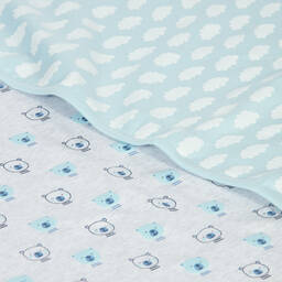 Childrensalon Essentials-بطانية قطن عضوي لون أزرق (عدد 2) | Childrensalon Outlet