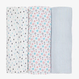 Childrensalon Essentials-Голубые хлопковые пеленки (3шт.) | Childrensalon Outlet