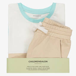 Childrensalon Essentials-Boys Beige Organic Cotton Shorts Set | Childrensalon Outlet