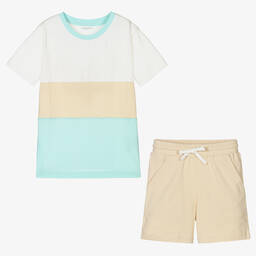 Childrensalon Essentials-Boys Beige Organic Cotton Shorts Set | Childrensalon Outlet