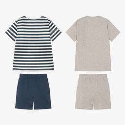 Childrensalon Essentials-Boys Grey & Blue Organic Shorts Set (2 Pack) | Childrensalon Outlet