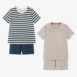 Childrensalon Essentials-Boys Grey & Blue Organic Shorts Set (2 Pack) | Childrensalon Outlet
