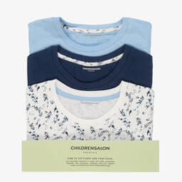 Childrensalon Essentials-Girls Blue Organic T-Shirts (3 Pack) | Childrensalon Outlet