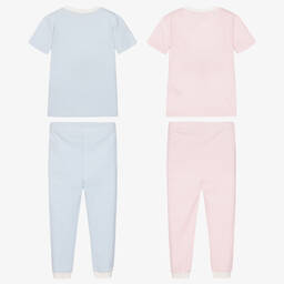 تشلدرن صالون إيسينشيلز-بيجاما قطن مقلمة لون أزرق وزهري للبنات (عدد 2) | Childrensalon Outlet