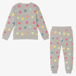 Childrensalon Essentials-Girls Grey Organic Polka Dot Tracksuit | Childrensalon Outlet
