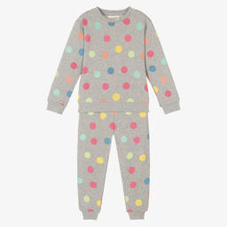 Childrensalon Essentials-Girls Grey Organic Polka Dot Tracksuit | Childrensalon Outlet