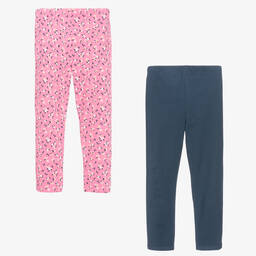 Childrensalon Essentials-Girls Pink & Blue Organic Leggings (2 Pack) | Childrensalon Outlet
