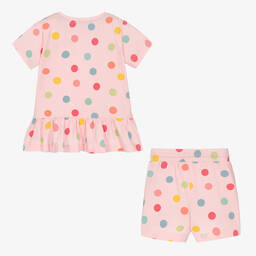 تشلدرن صالون إيسينشيلز-طقم شورت قطن عضوي لون زهري للبنات | Childrensalon Outlet