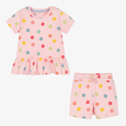 تشلدرن صالون إيسينشيلز-طقم شورت قطن عضوي لون زهري للبنات | Childrensalon Outlet