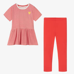 Childrensalon Essentials-Girls Red Organic Cotton Leggings Set | Childrensalon Outlet