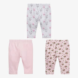 Childrensalon Essentials-Pink Organic Cotton Baby Leggings (3 Pack) | Childrensalon Outlet