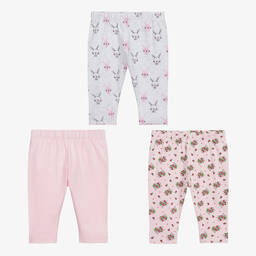 Childrensalon Essentials-Pink Organic Cotton Baby Leggings (3 Pack) | Childrensalon Outlet