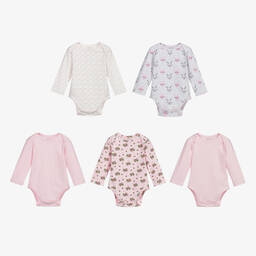 Childrensalon Essentials-Pink Organic Cotton Bodyvests (5 Pack) | Childrensalon Outlet