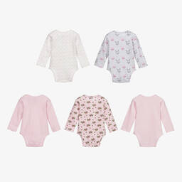 Childrensalon Essentials-Pink Organic Cotton Bodyvests (5 Pack) | Childrensalon Outlet