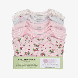 Childrensalon Essentials-Pink Organic Cotton Bodyvests (5 Pack) | Childrensalon Outlet