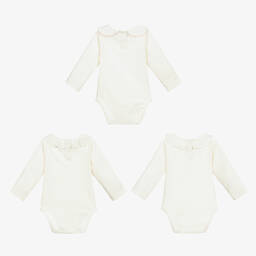 Childrensalon Essentials-تبّان أطفال بناتي قطن عضوي لون أبيض (عدد 3) | Childrensalon Outlet