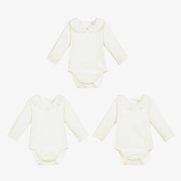 Childrensalon Essentials-تبّان أطفال بناتي قطن عضوي لون أبيض (عدد 3) | Childrensalon Outlet