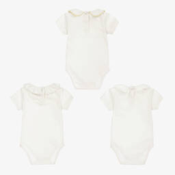 تشلدرن صالون إيسينشيلز-تبّان قطن عضوي لون أبيض للأطفال (عدد 3) | Childrensalon Outlet