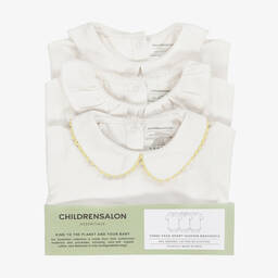 تشلدرن صالون إيسينشيلز-تبّان قطن عضوي لون أبيض للأطفال (عدد 3) | Childrensalon Outlet