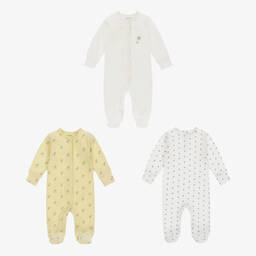 Childrensalon Essentials-Yellow Organic Cotton Babygrows (3 Pack) | Childrensalon Outlet