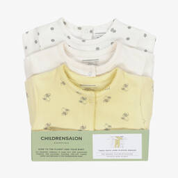Childrensalon Essentials-Yellow Organic Cotton Babygrows (3 Pack) | Childrensalon Outlet