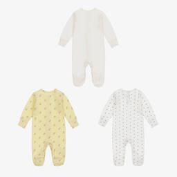 Childrensalon Essentials-Yellow Organic Cotton Babygrows (3 Pack) | Childrensalon Outlet