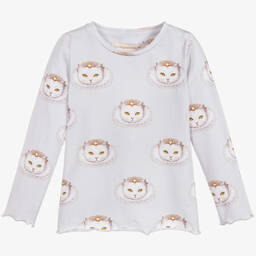 Волшебные принты от CHILDRENSALON-Girls Grey Cotton Jersey Top | Childrensalon Outlet