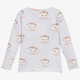 Волшебные принты от CHILDRENSALON-Girls Grey Cotton Jersey Top | Childrensalon Outlet