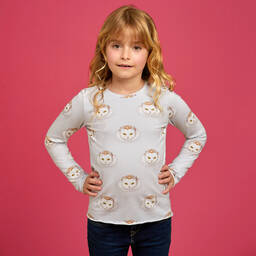 Волшебные принты от CHILDRENSALON-Girls Grey Cotton Jersey Top | Childrensalon Outlet