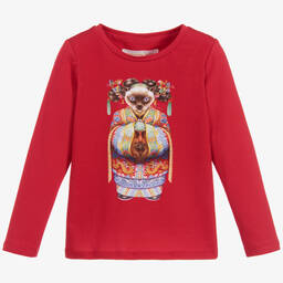 Волшебные принты от CHILDRENSALON-Girls Red Cotton Jersey Top | Childrensalon Outlet