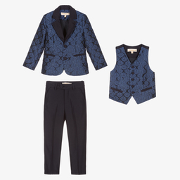 Childrensalon Occasions-Сине-черный костюм из парчи | Childrensalon Outlet
