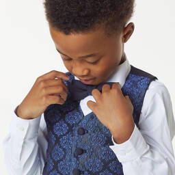 Childrensalon Occasions-Сине-черный костюм из парчи | Childrensalon Outlet