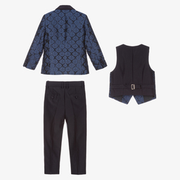Childrensalon Occasions-Сине-черный костюм из парчи | Childrensalon Outlet