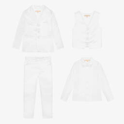 Childrensalon Occasions-Белый атласный костюм из 5 предметов | Childrensalon Outlet