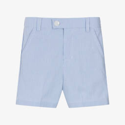 Childrensalon Occasions-شورت قطني مخطط أزرق للأولاد | Childrensalon Outlet