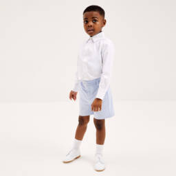 Childrensalon Occasions-شورت قطني مخطط أزرق للأولاد | Childrensalon Outlet