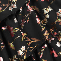 Childrensalon Occasions-Girls Black Floral Crêpe Skirt | Childrensalon Outlet