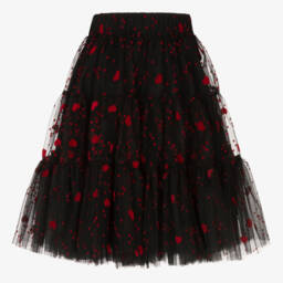 Childrensalon Occasions-Черная юбка из тюля с красными сердечками для девочек | Childrensalon Outlet