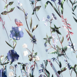 Childrensalon Occasions-Голубое платье в цветочек из крепа для девочек | Childrensalon Outlet