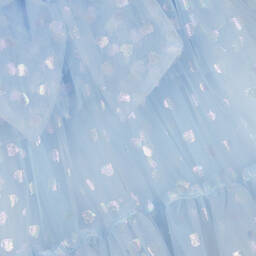 Childrensalon Occasions-Голубое платье из тюля с сердечками для девочек | Childrensalon Outlet